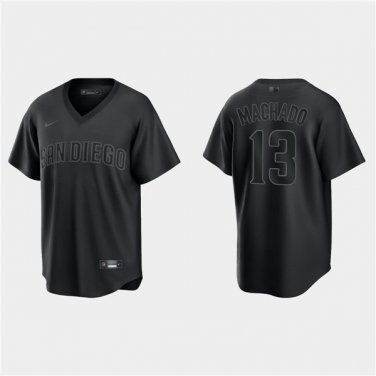 Manny Machado #13 San Diego Padres City Connect Black Cool Base Stitched  Jersey.