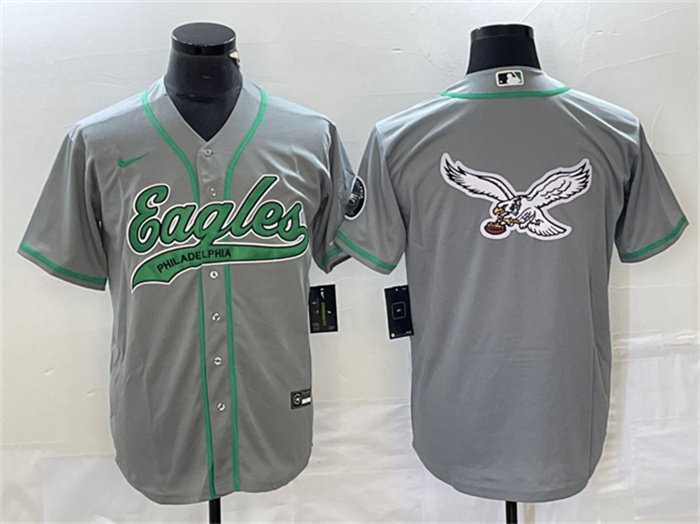 Philadelphia Eagles Gray Team Big Logo Cool Base Stitched Jersey