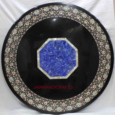 2' coffee corner marble inlay stone table top use room and decor wall malachite blue