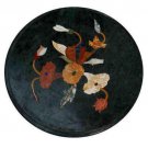 10" black coffee corner marble inlay stone table top use room and decor wall