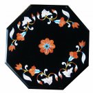 12" black coffee corner marble inlay stone table top use room and decor wall