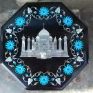 12" black coffee corner marble inlay stone table top use room and decor wall