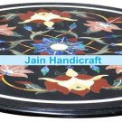 12" black coffee corner marble inlay stone table top use room and decor wall