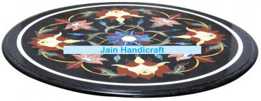 15" black coffee corner marble inlay stone table top use room and decor wall