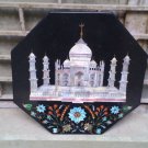 15" black coffee corner marble inlay stone table top use room and decor wall