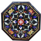 12" black coffee corner marble inlay stone table top use room and decor wall