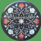 12" black coffee corner marble inlay stone table top use room and decor wall