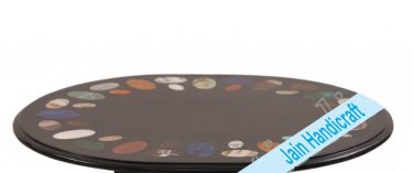 18" black coffee corner marble inlay stone table top use room and decor wall