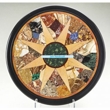 18" black coffee corner marble inlay stone table top use room and decor wall