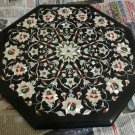 18" black coffee corner marble inlay stone table top use room and decor wall