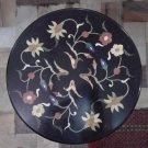 18" black coffee corner marble inlay stone table top use room and decor wall