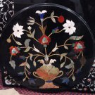18" black coffee corner marble inlay stone table top use room and decor wall