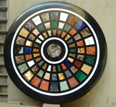 15" black coffee corner marble inlay stone table top use room and decor wall