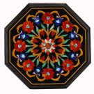 15" black coffee corner marble inlay stone table top use room and decor wall
