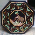 18" black coffee corner marble inlay stone table top use room and decor wall