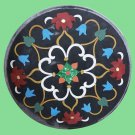 18" black coffee corner marble inlay stone table top use room and decor wall