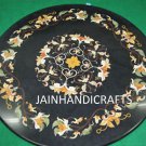 18" black coffee corner marble inlay stone table top use room and decor wall