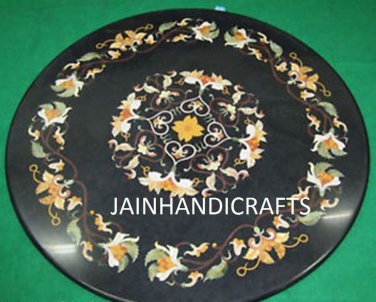 2' black coffee corner marble inlay stone table top use room and decor wall