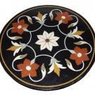 18" black coffee corner marble inlay stone table top use room and decor wall