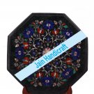 18" coffee corner marble inlay stone table top use room and decor wall malachite blue