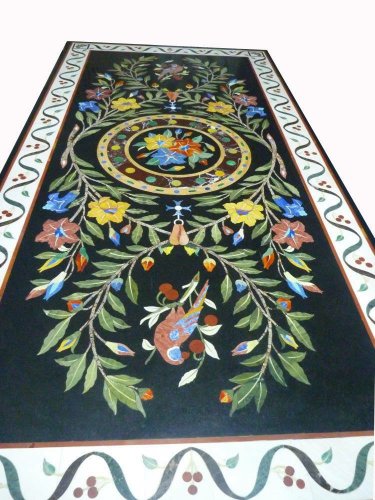 5'x2.5' coffee corner dining marble inlay stone table top use room and decor wall malachite