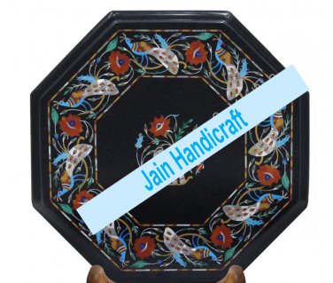 15" coffee corner peacock marble inlay stone table top use room and decor wall malachite