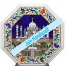 15" coffee corner marble inlay stone table top taj mahal peacock and decor malachite