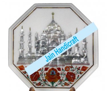 18" coffee corner marble inlay stone table top taj mahal and decor malachite