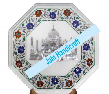 15" coffee corner marble inlay stone table top taj mahal and decor malachite