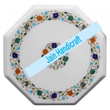 12" coffee corner marble inlay stone table top  and decor  malachite