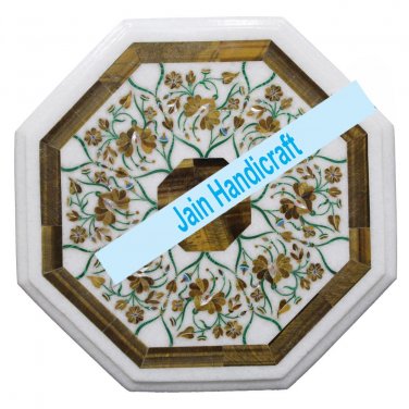 12" coffee corner marble inlay stone table top  and decor  malachite