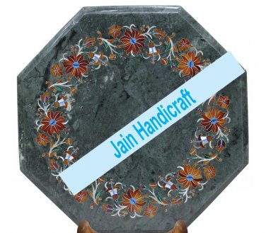 15" coffee corner marble inlay stone green table top  and decor malachite