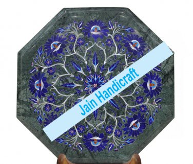 15" coffee corner marble inlay stone green table top  and decor blue malachite