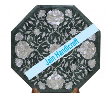 15" coffee corner marble inlay stone green table top  and decor malachite