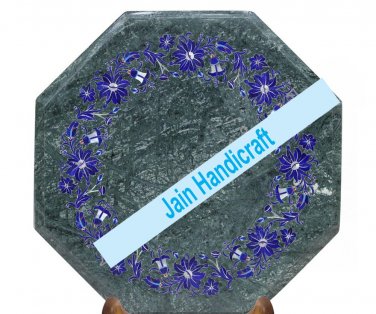 15" coffee corner marble inlay stone green table top  and decor blue malachite