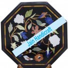 15" coffee corner marble inlay stone black table top  and decor malachite