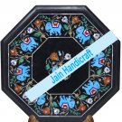 18" coffee corner marble inlay stone black elepahnt table top  and decor malachite