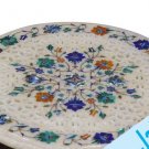 15" coffee corner marble inlay stone white table top  and decor green blue malachite
