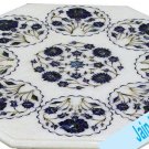 2' coffee corner marble inlay stone white table top  and decor  blue malachite