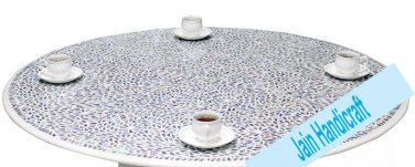 3' coffee corner marble inlay stone white table top  and decor  malachite