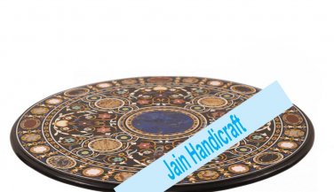 4' coffee corner marble inlay stone table top  and decor  malachite