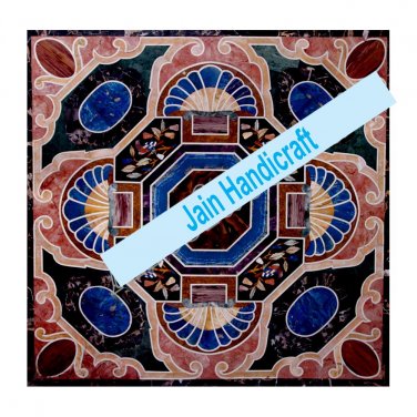 3' coffee corner marble inlay stone white table top  and decor  blue malachite