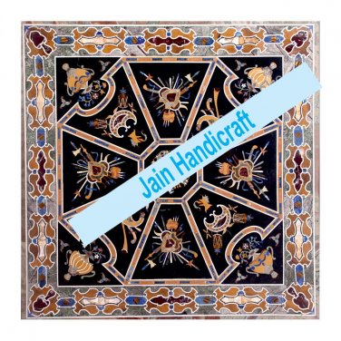 4' coffee corner marble inlay stone table top  and decor  malachite