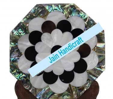 18" coffee corner marble inlay stone white table top  and decor malachite