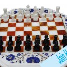 18" coffee corner marble inlay stone white chess table top  and decor malachite