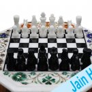 2' coffee corner marble inlay stone white chess table top  and decor malachite