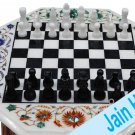 2' coffee corner marble inlay stone white chess table top  and decor malachite