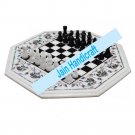2' coffee corner marble inlay stone white chess table top  and decor malachite