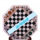 18" coffee corner marble inlay stone white chess table top  and decor malachite