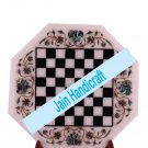 18" coffee corner marble inlay stone white chess table top  and decor malachite
